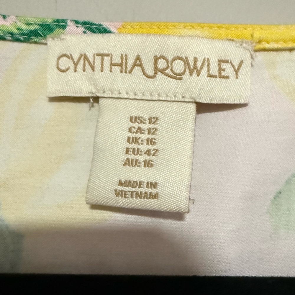 Cynthia Rowley Pink Lemon Print Shift Dress Size 12 NWT Resort Garden Party - Picture 5 of 7